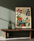 Botanical poster print titled nature artwork with 1980s-inspired floral elements.