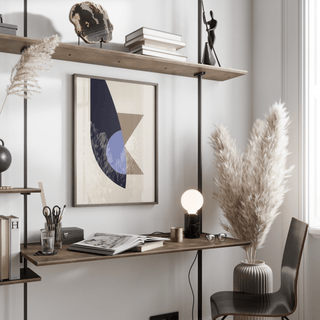 Modern Wall Art Print featuring Blue, Beige, and Brown in hallway setting
