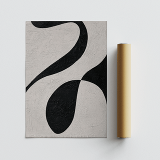 Abstract Black and White Art poster featuring Gray and Black in office setting