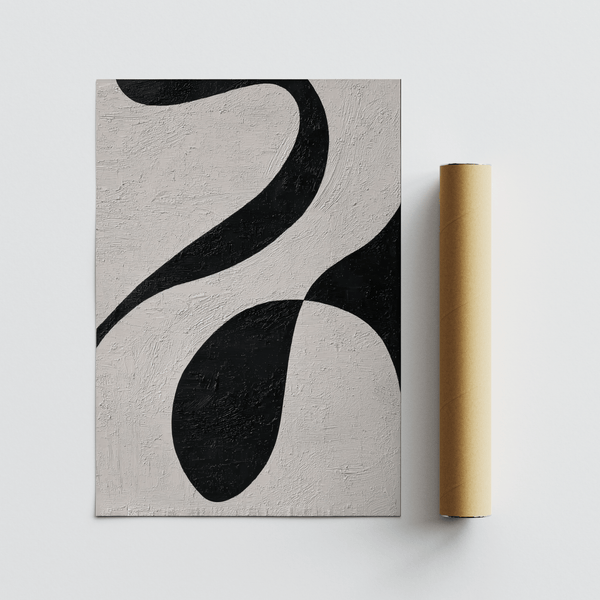 Abstract Black and White Art poster featuring Gray and Black in office setting