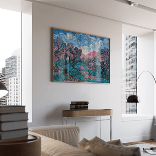 Colorful Landscape Art poster for creative studio with Blue color palette