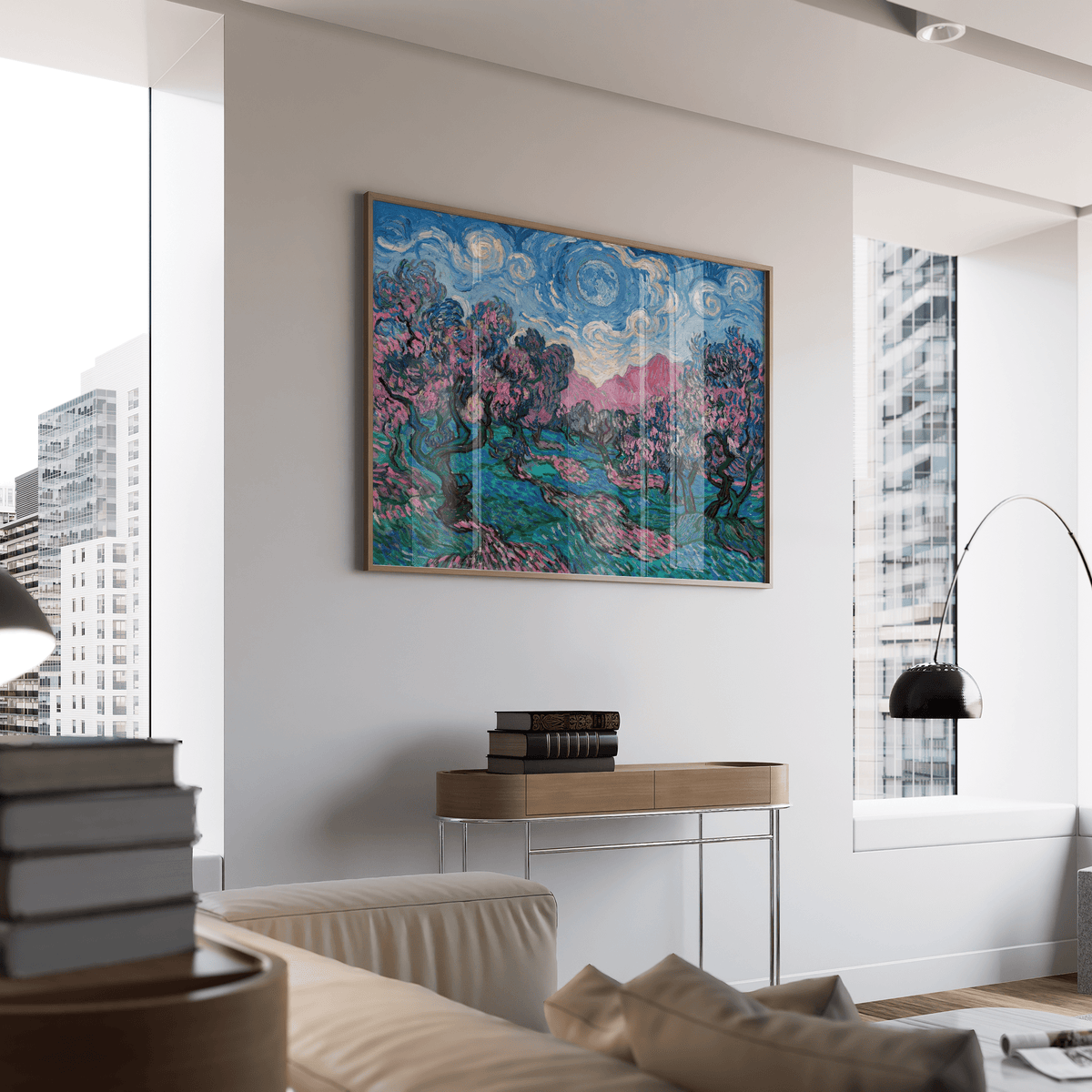 Colorful Landscape Art poster for creative studio with Blue color palette
