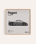 Pagani Zonda Print in Black and White wall art for office decor