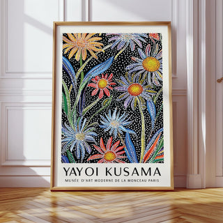 Close-up of floral pop art showing layered petals and dot detailing.