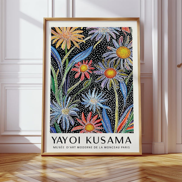 Close-up of floral pop art showing layered petals and dot detailing.