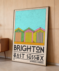 Framed Brighton Travel Print hung on living room wall
