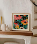 Colourful flower wall art for living or bedroom decor.