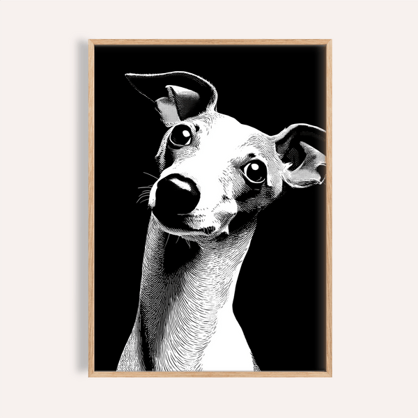 Dog Art Print black and white for living room wall art