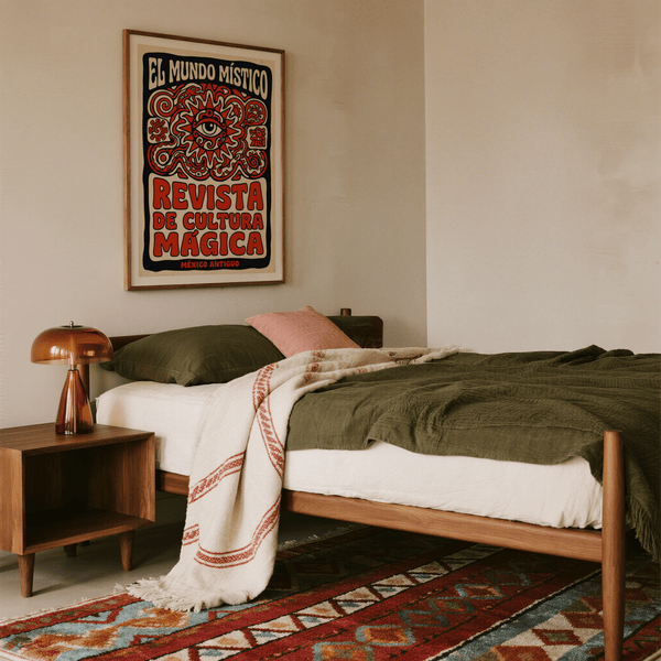 Antique Mexican Art Print poster showing eye symbol and Spanish text