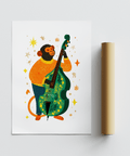 Musical Monkey Art Print with vivid multicolored design for gallery wall art