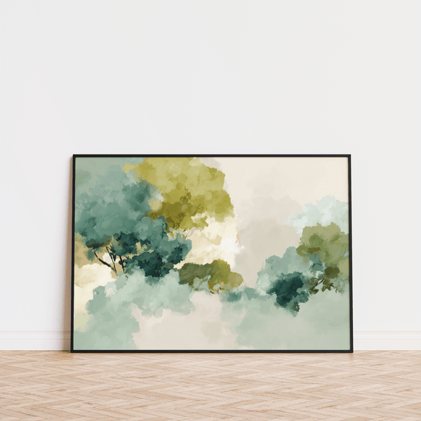 Soft Green Abstract Art wall art, Green and Beige for hallway decor
