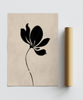 Modern Black Flower Art Print featuring black silhouette for office walls