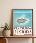 Minimal map style dry tortugas national park print with bold Florida lettering