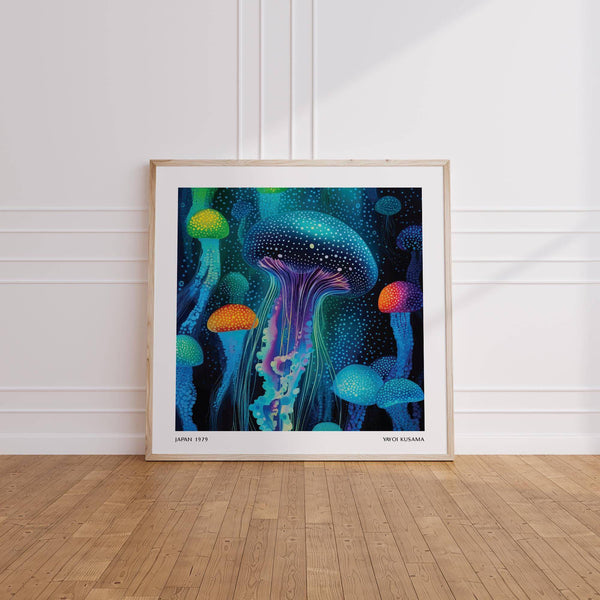 Yayoi Kusama-style jellyfish print perfect for contemporary office spaces