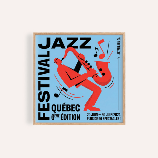 Music Wall Art in Blue and Red for a living room jazz poster