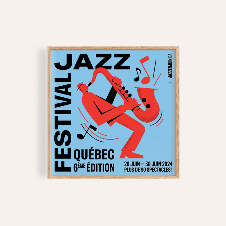 Music Wall Art in Blue and Red for a living room jazz poster