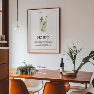 Minimalist bar pictures for wall showing lime and mint drink

