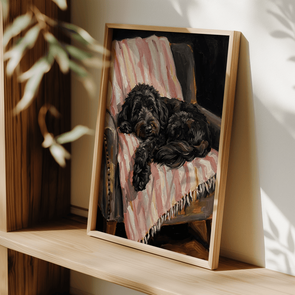 Black Cockapoo Poster for bedroom accent with Pink and Black hues