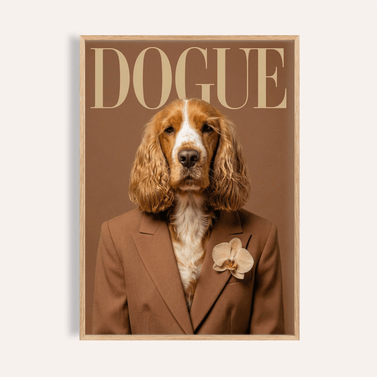 Modern Dog Print wall art in brown and beige for living room decor