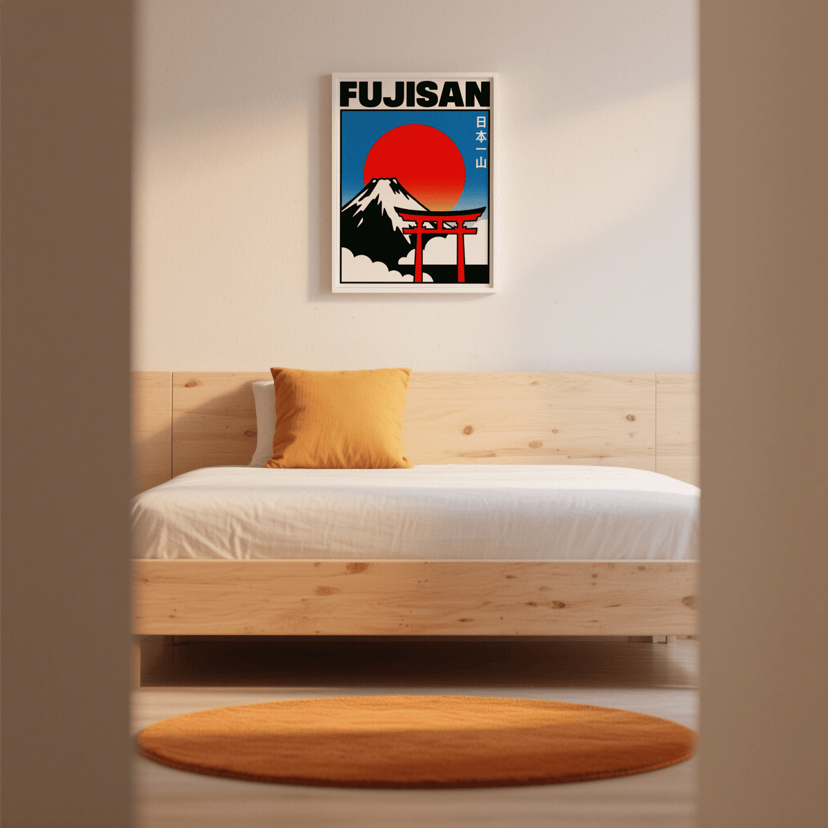 Fujisan Wall Art in White, Red, Blue for minimalist home wall art