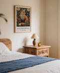 Rusty orange fox in detailed garden pattern – William Morris Fox Print.