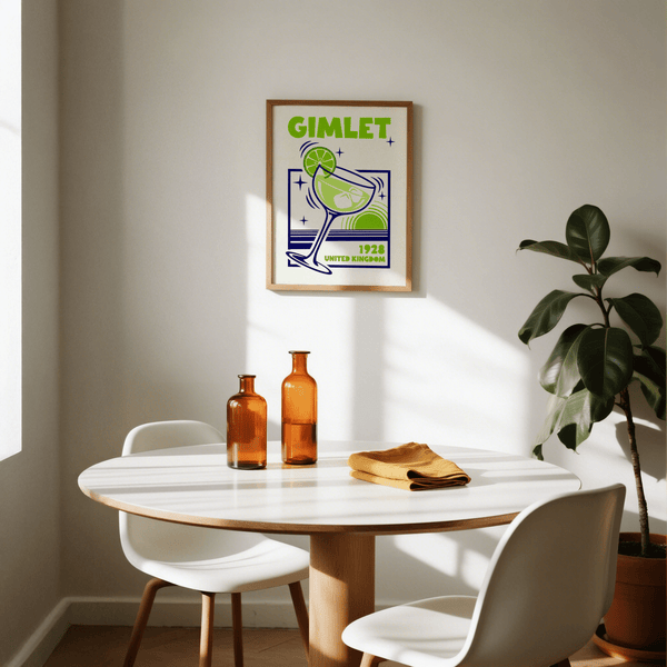 Unique Gimlet Cocktail Poster wall art for cocktail lovers’ bar
