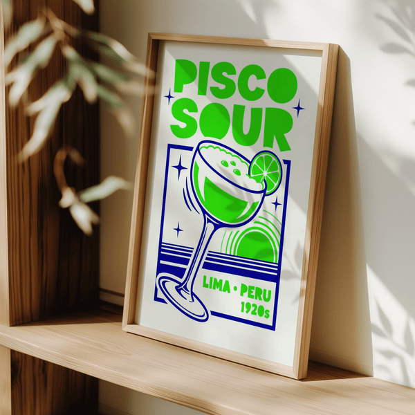 Pisco Sour Wall Art showing Green details, perfect for lounge or kitchen poster