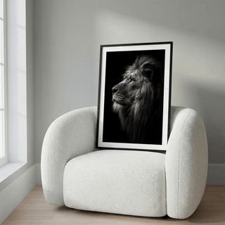 Close-up Lion Wall Art print showing lion side profile and textured fur