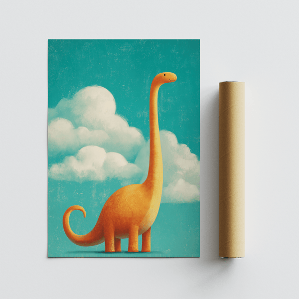 Charming Nursery Room Poster orange blue, nursery wall art print