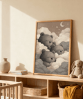 White cloud-themed Teddy Bear Wall Art for Nursery for children’s wall art