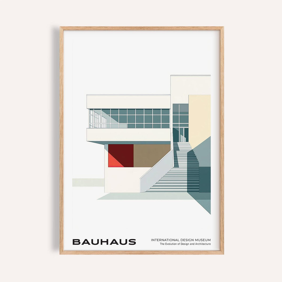 Cream and tan building art print for clean, structured architecture posters.