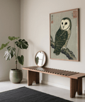 Japanese Owl Art Print showing subtle brown and green for study art print