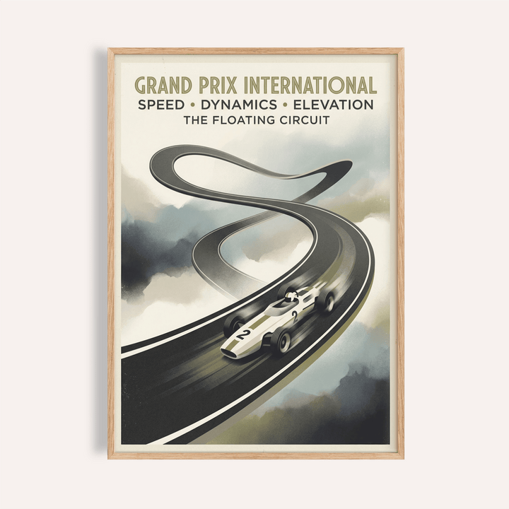 Grand Prix Racing Wall Art poster showing floating race circuit and number 2 car