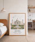 Front-facing architectural poster print of Taj Mahal with formal garden path