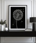 Dandelion Poster black and white print, perfect for entryway decor