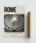 Graphic architectural poster print with Pantheon dome interior and caption line