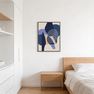 Abstract Geometric Art Print featuring intersecting shapes and a dense dotted circle