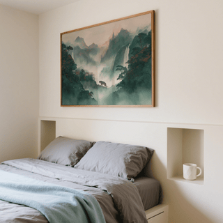 Tiger Landscape Wall Art in green and pink for study room wall art