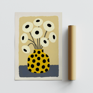 Modern Yellow Vase Poster with bold colors for office wall art