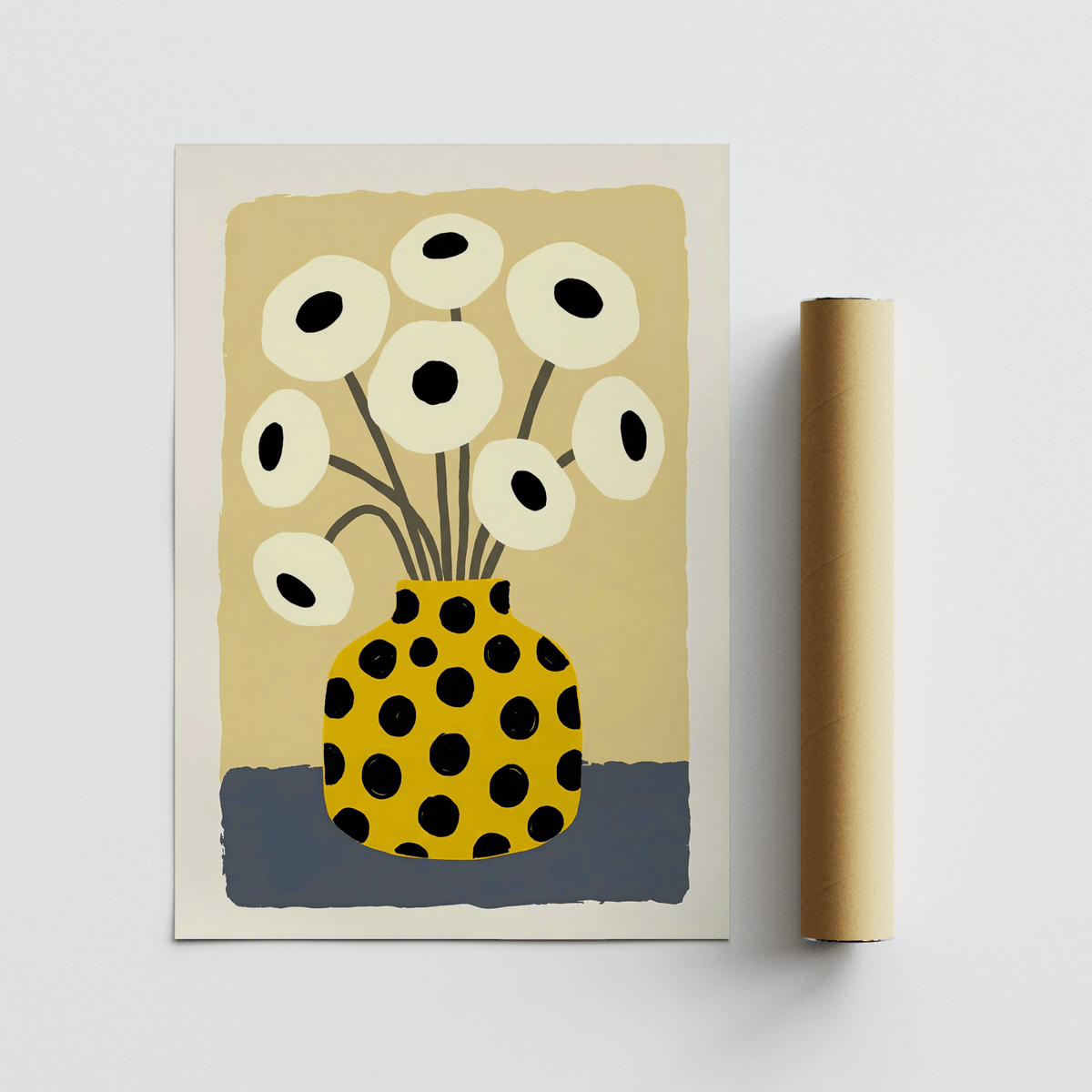 Modern Yellow Vase Poster with bold colors for office wall art