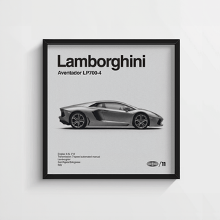Lamborghini Aventador Wall Art in Gray for man cave poster