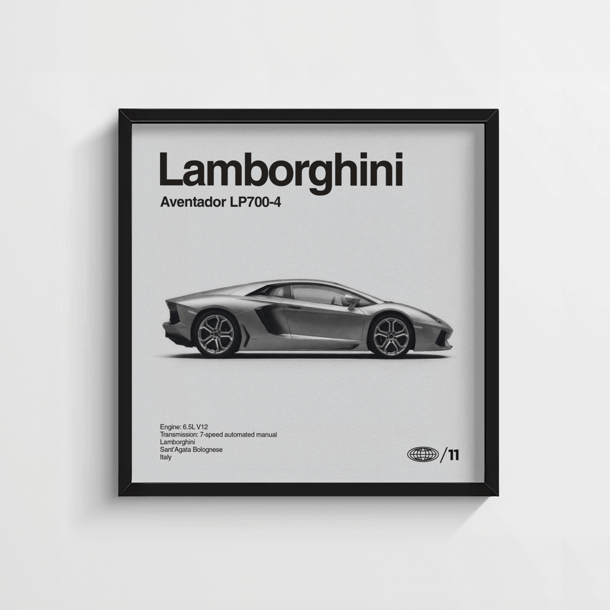 Lamborghini Aventador Wall Art in Gray for man cave poster
