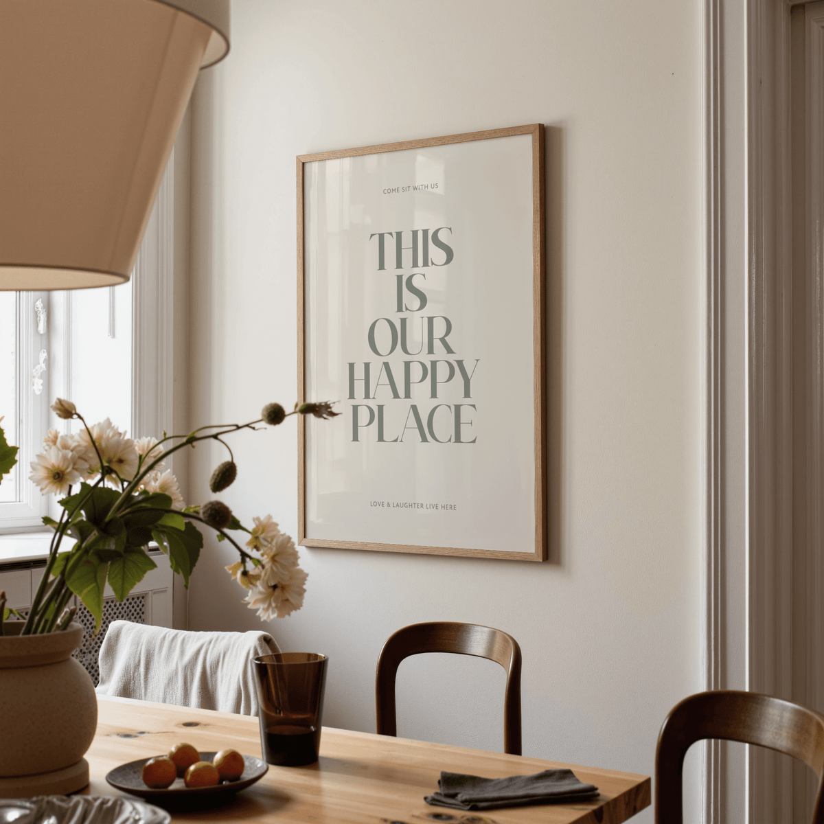 Inspirational Wall Sign in Green and Beige, perfect for kitchen wall art