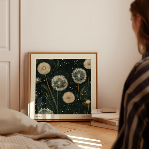 Dandelion wall art poster for office or bedroom.