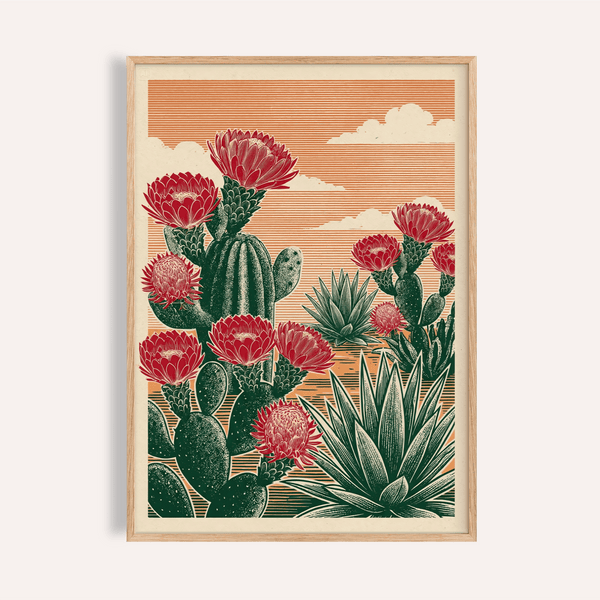 Cactus Desert Art red green wall art for living room print