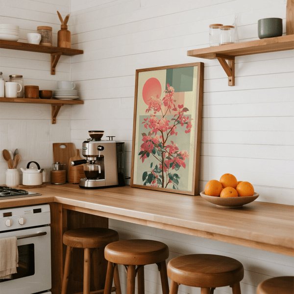 Abstract Flower Print with bold colors for bedroom or study art print