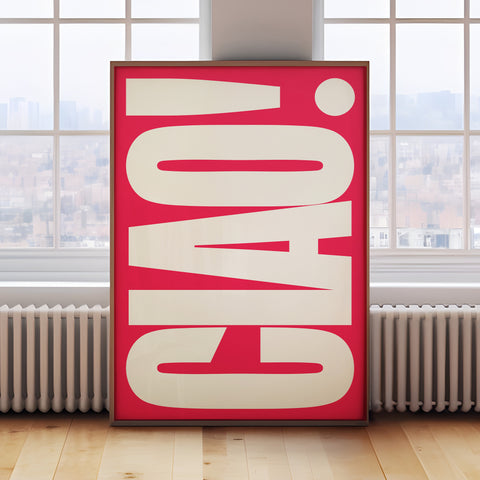 CIAO Magenta & White Typography Poster