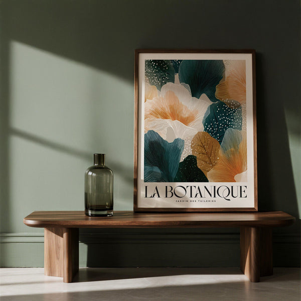 Botanical posters of autumn with overlapping leaf textures