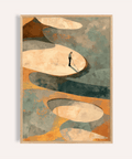 Abstract Golf Art Print showing lone golfer silhouette on pale bunker