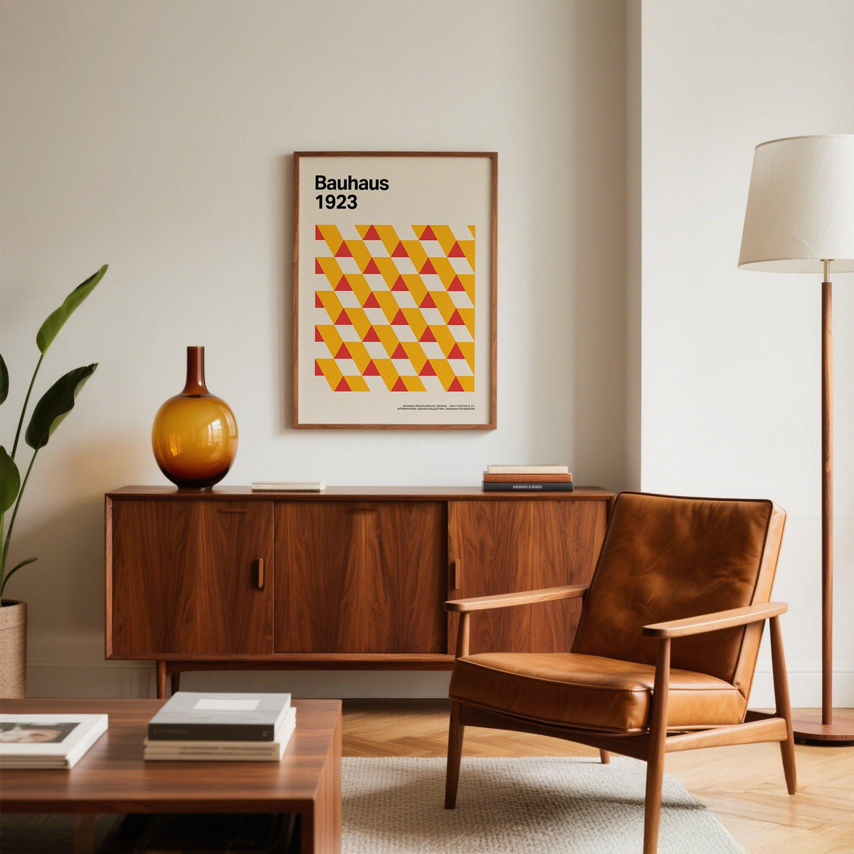 Framed art posters gallery print displayed in a modern workspace.